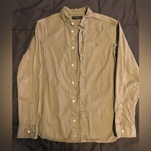 ALL SAINTS Hawthorne Ramskull Longsleeve shirt — OLIVE, Size: SM